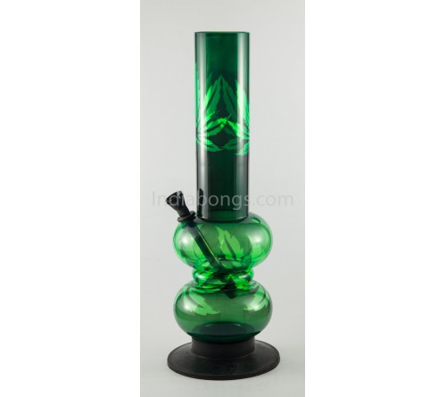 Black And Green Double Bubble Leaf Acrylic Bong