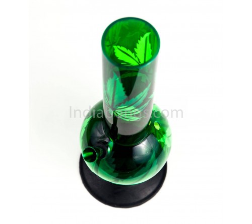 Black And Green Single Bubble Leaf Acrylic Bong