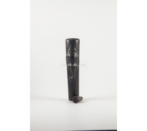 Small Black Moulded Ganesh Clay Chillum