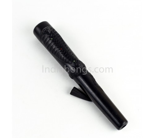 Black Moulded Snake Clay Chillum