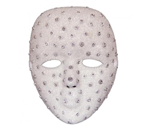 Studded Handcrafted White Mask
