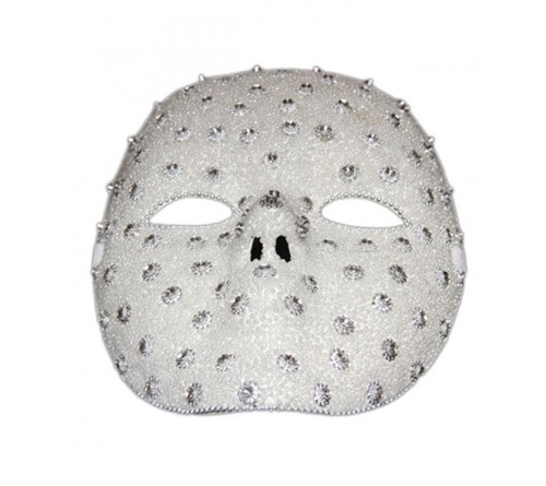 Studded Handcrafted White Mask