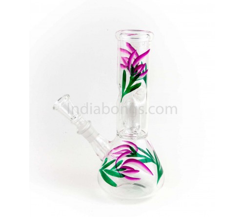 Clean Hand Painted Single Percolator Ice Glass Bong