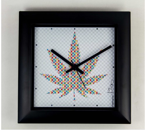 Trippy Marijuana Leaf Wall Clock