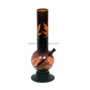 Black and Brown Leaf Single Bubble Acrylic Bong